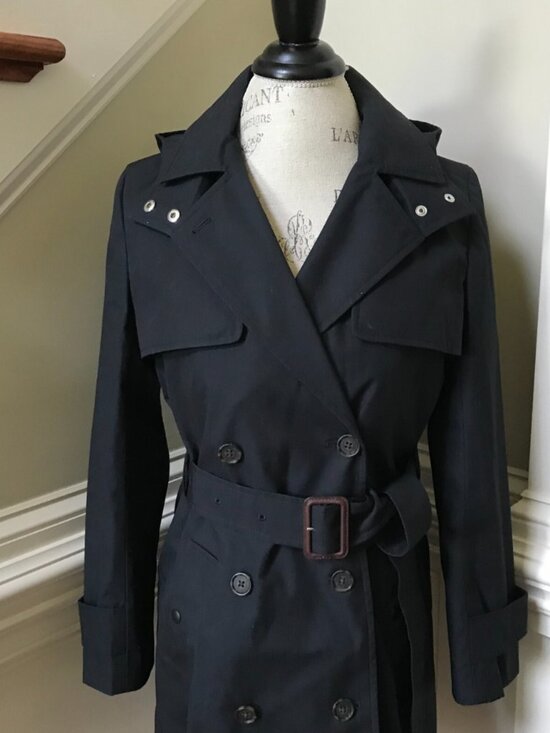 NWT JCREW NEW Icon Trench Coat Womens 4 P Petite Black Hooded Belt Jacket BF458 - Picture 6 of 12